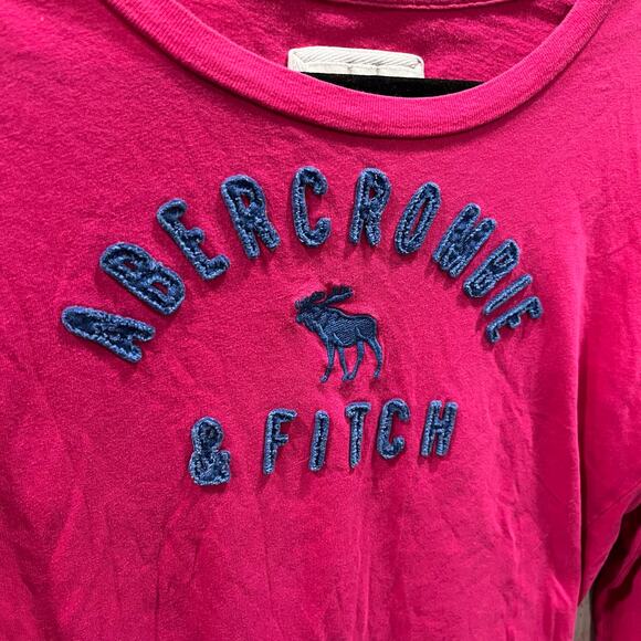 Abercrombie & Fitch Y2K Pink Graphic Moose Spell Out Long Sleeve Size Large - Picture 2 of 6